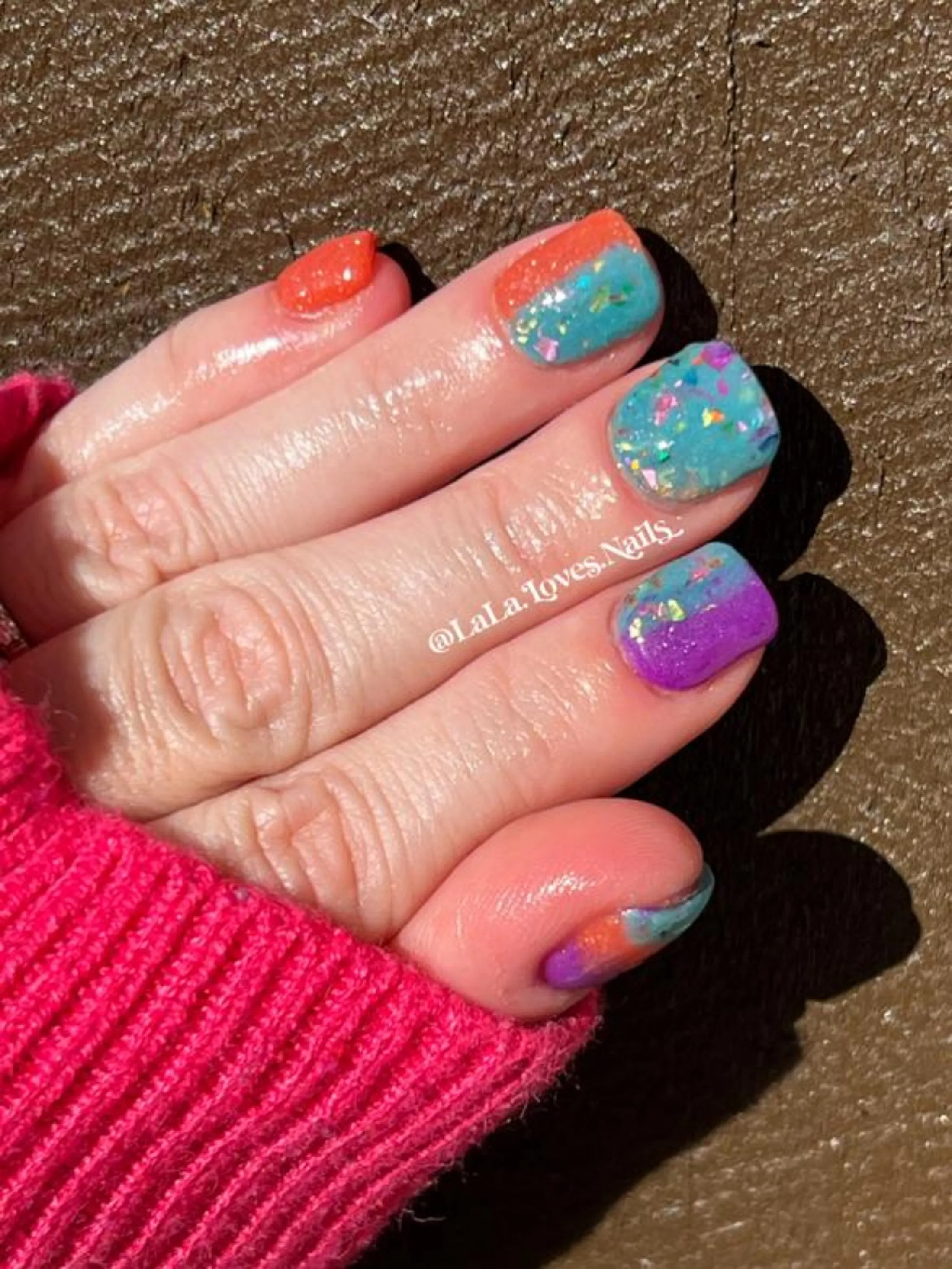 Mira-Teal Glow, Flake Nail Dip Powder