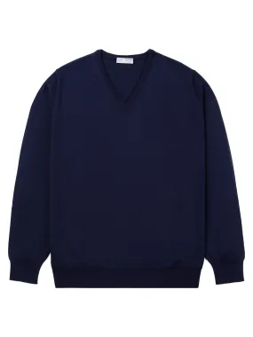 Navy V-Neck Long-Sleeve Sweater