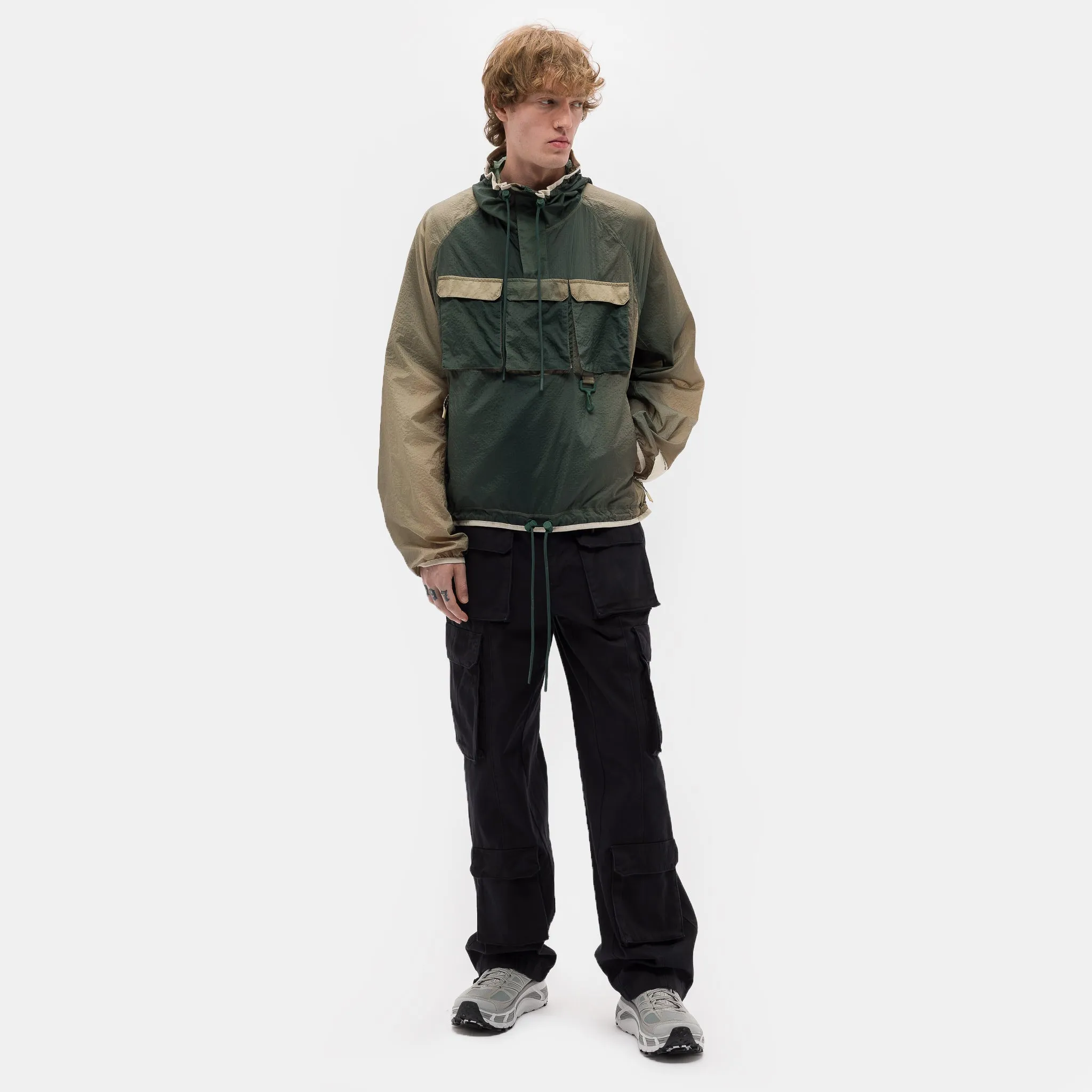 Packable Nylon Anorak in Gradient Green/Brown