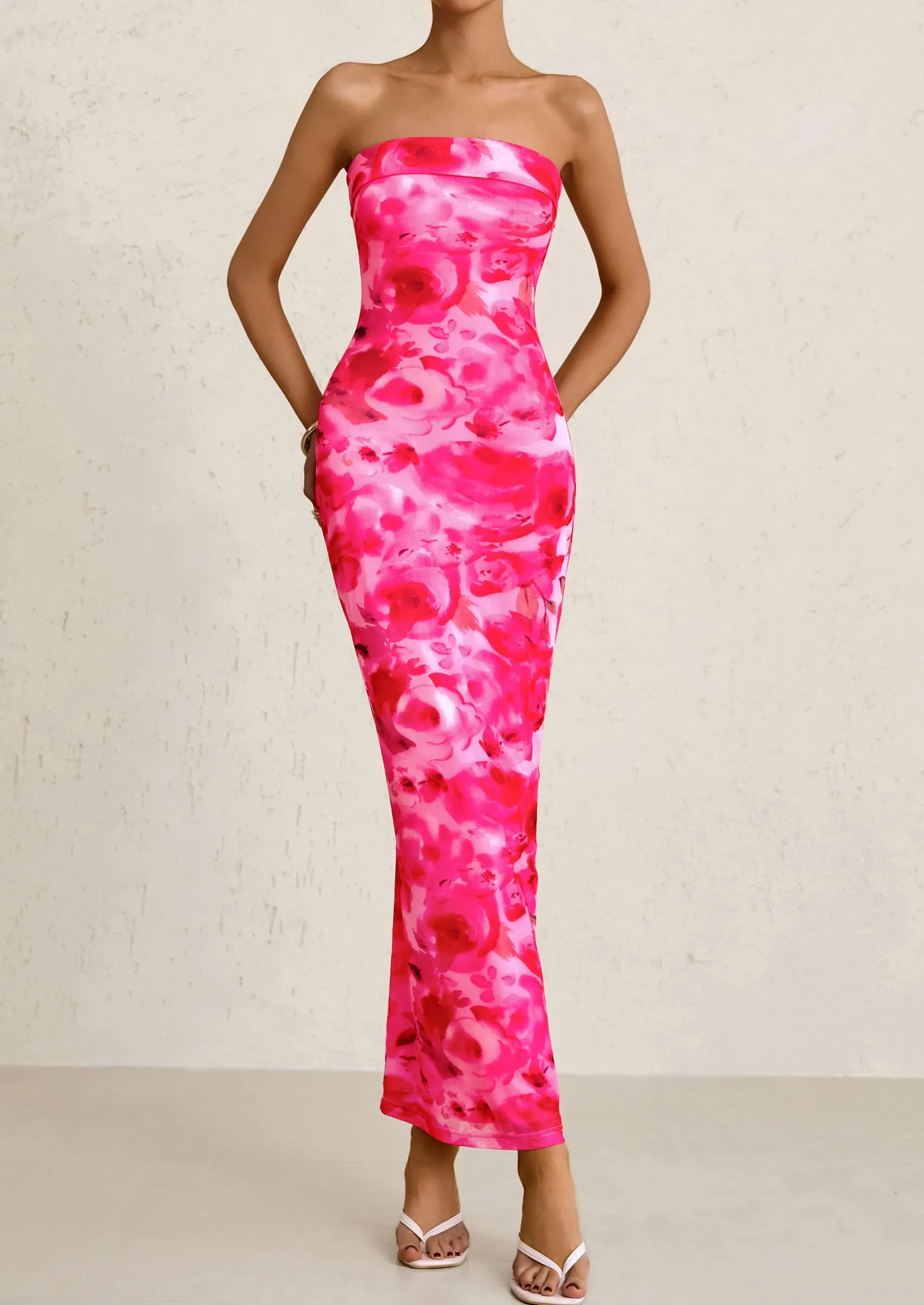 Printed Tube  Strapless Bodycon Sleeveless Maxi Dress