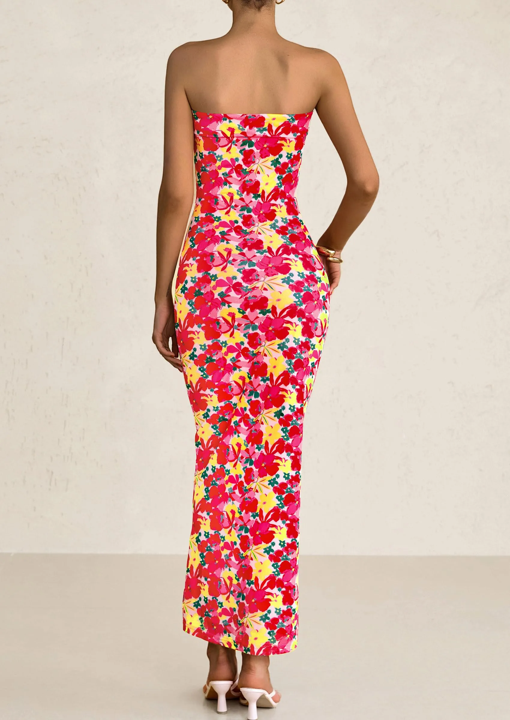 Printed Tube  Strapless Bodycon Sleeveless Maxi Dress