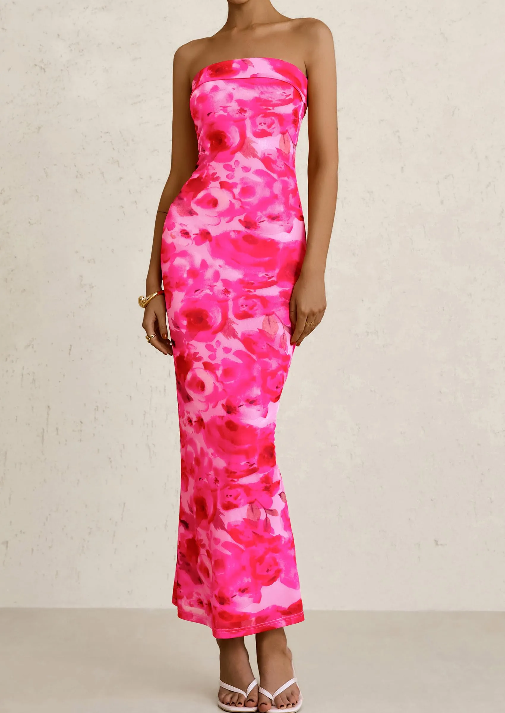 Printed Tube  Strapless Bodycon Sleeveless Maxi Dress