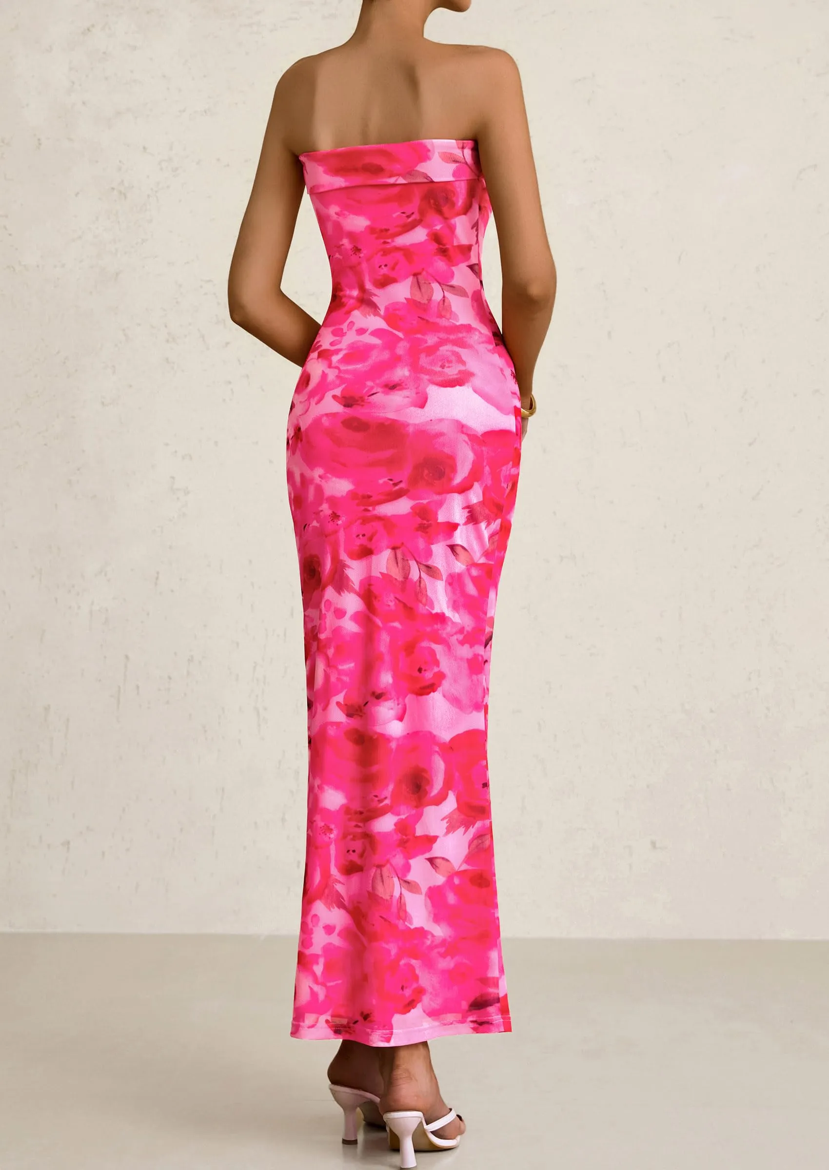 Printed Tube  Strapless Bodycon Sleeveless Maxi Dress