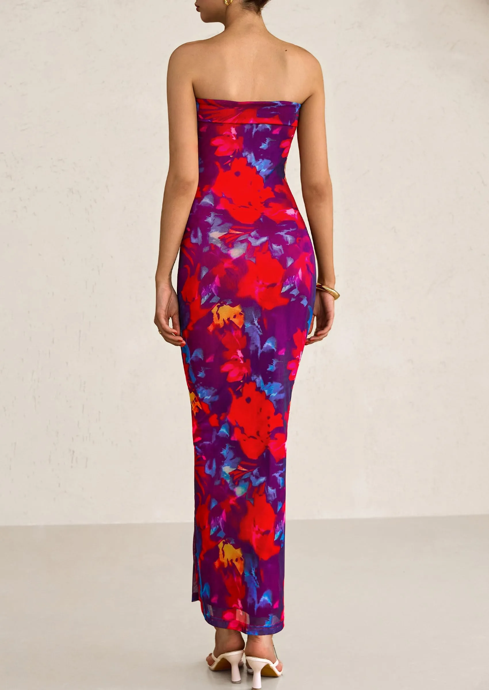 Printed Tube  Strapless Bodycon Sleeveless Maxi Dress