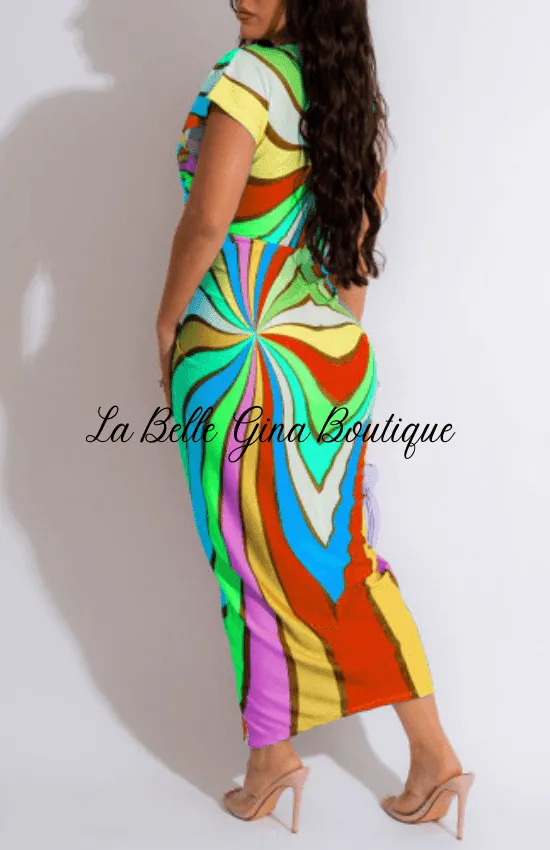 Sadia Short Sleeve Long Dress-Green-FINAL SALE