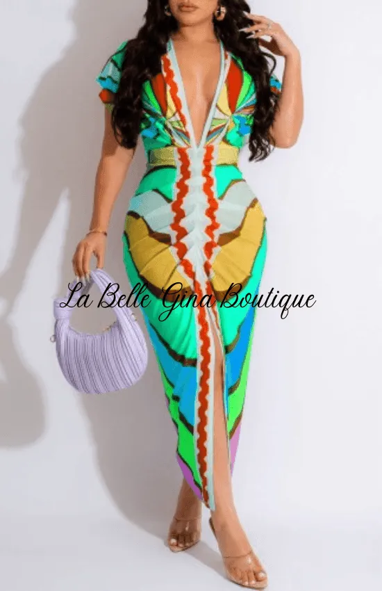 Sadia Short Sleeve Long Dress-Green-FINAL SALE