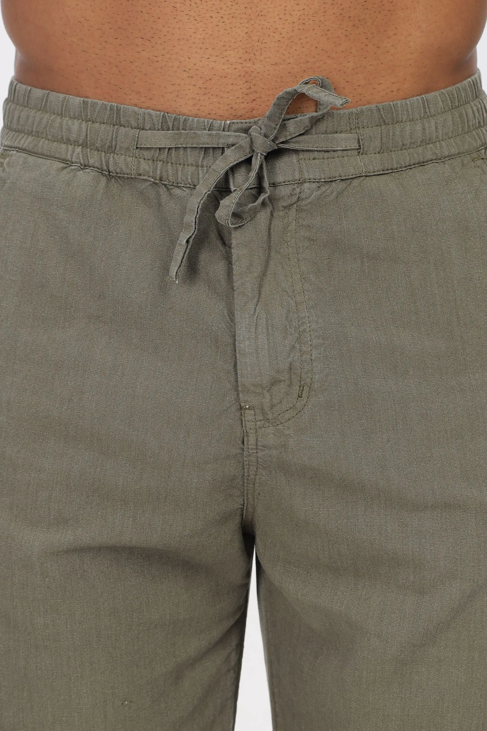 SAINTJONES-OLIVE LINEN PANTS