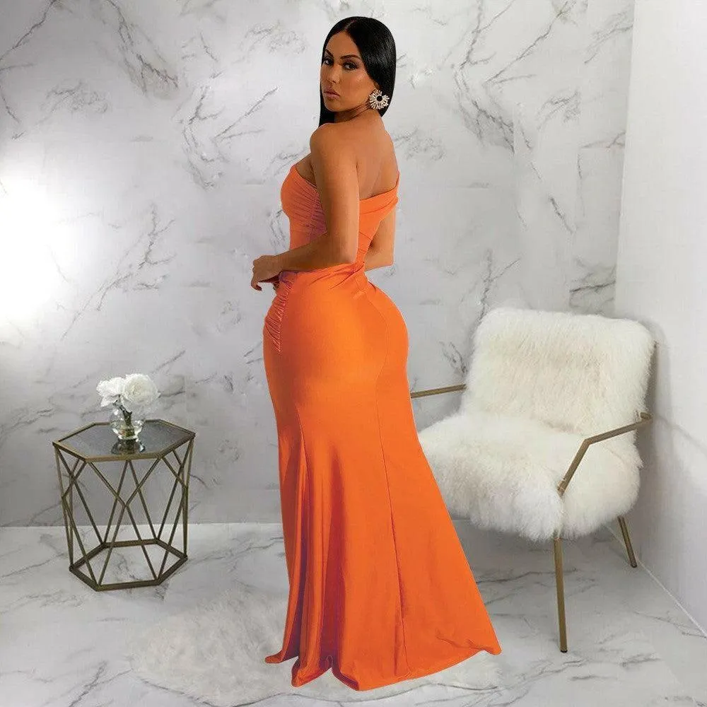 Sara off shoulder split length Maxi dress-FINAL SALE