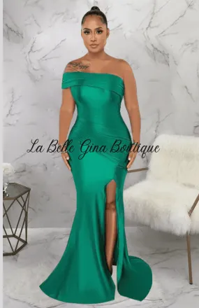 Sara off shoulder split length Maxi dress-FINAL SALE