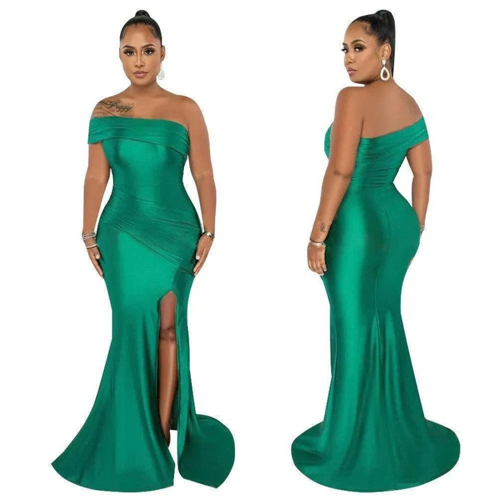 Sara off shoulder split length Maxi dress-FINAL SALE