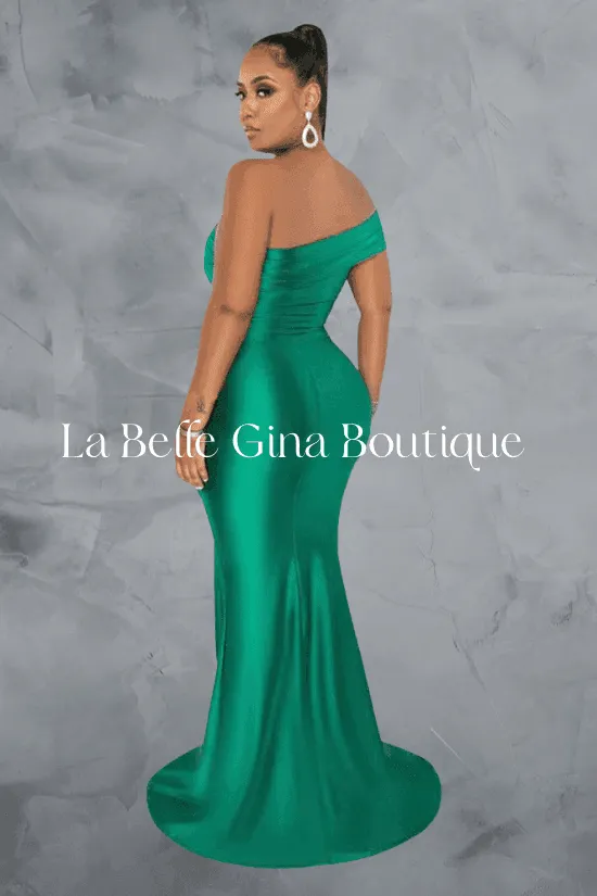 Sara off shoulder split length Maxi dress-FINAL SALE