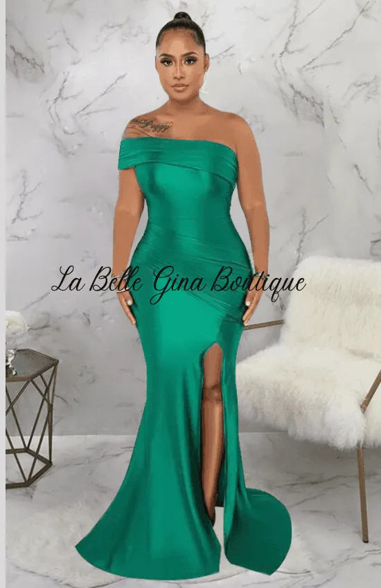Sara off shoulder split length Maxi dress-FINAL SALE
