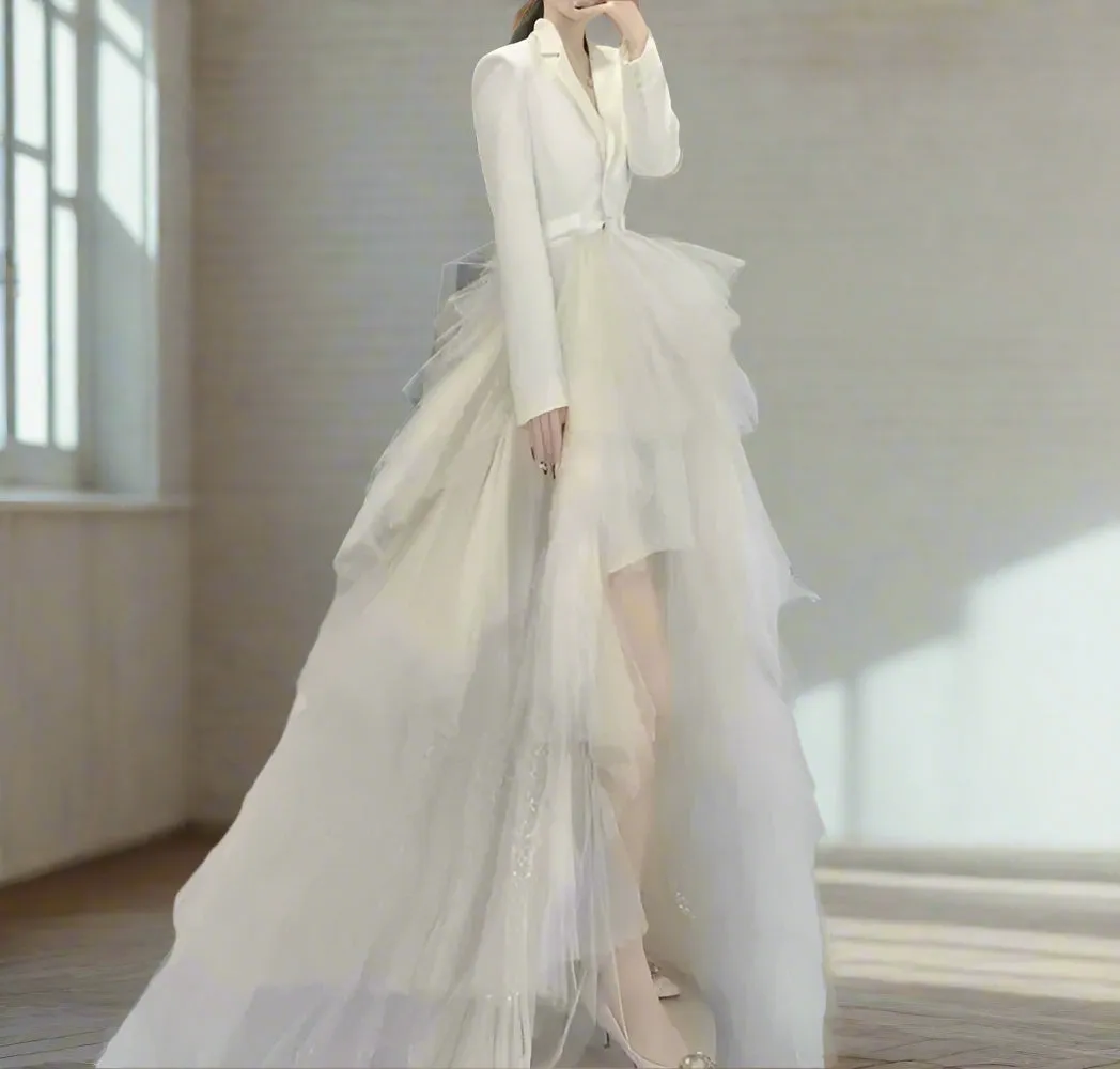 Satin/Tulle High Low Wedding Dress All Sizes/Colors