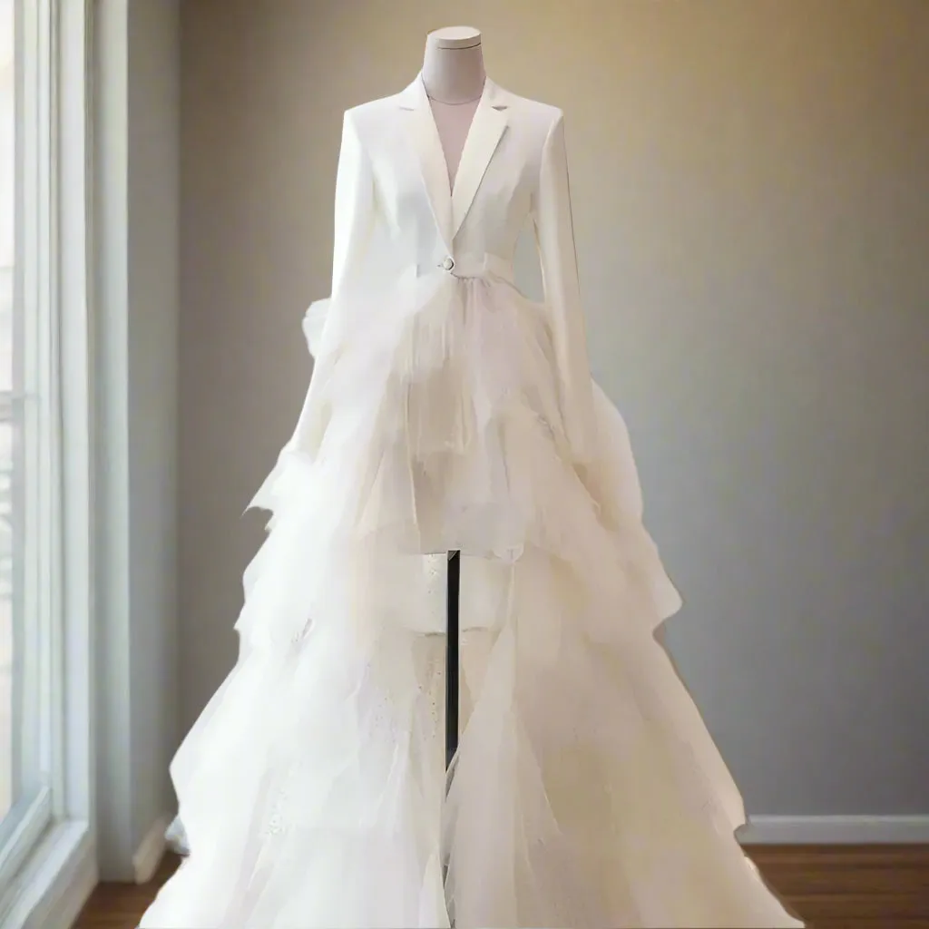 Satin/Tulle High Low Wedding Dress All Sizes/Colors