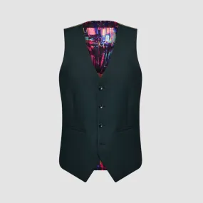 Savile Row Tailored Fit Mens Saul Vest in Forest Green Wool