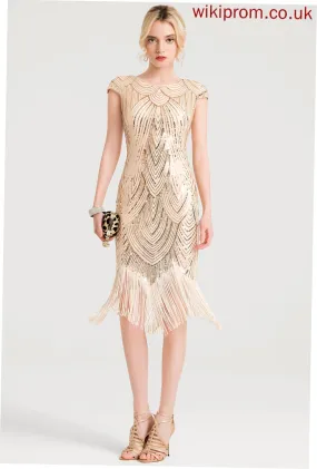 Sequined Dress Knee-Length Tiana Cocktail Dresses Scoop Sheath/Column Neck Cocktail
