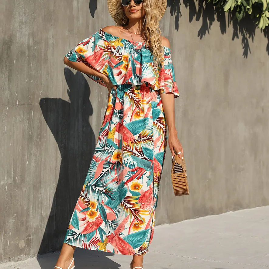 Slash Neck Floral Wholesale Summer Dresses