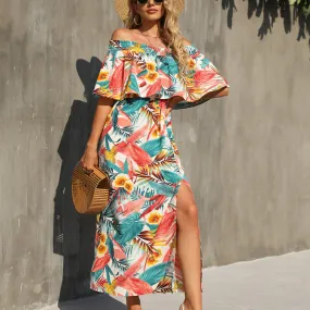 Slash Neck Floral Wholesale Summer Dresses