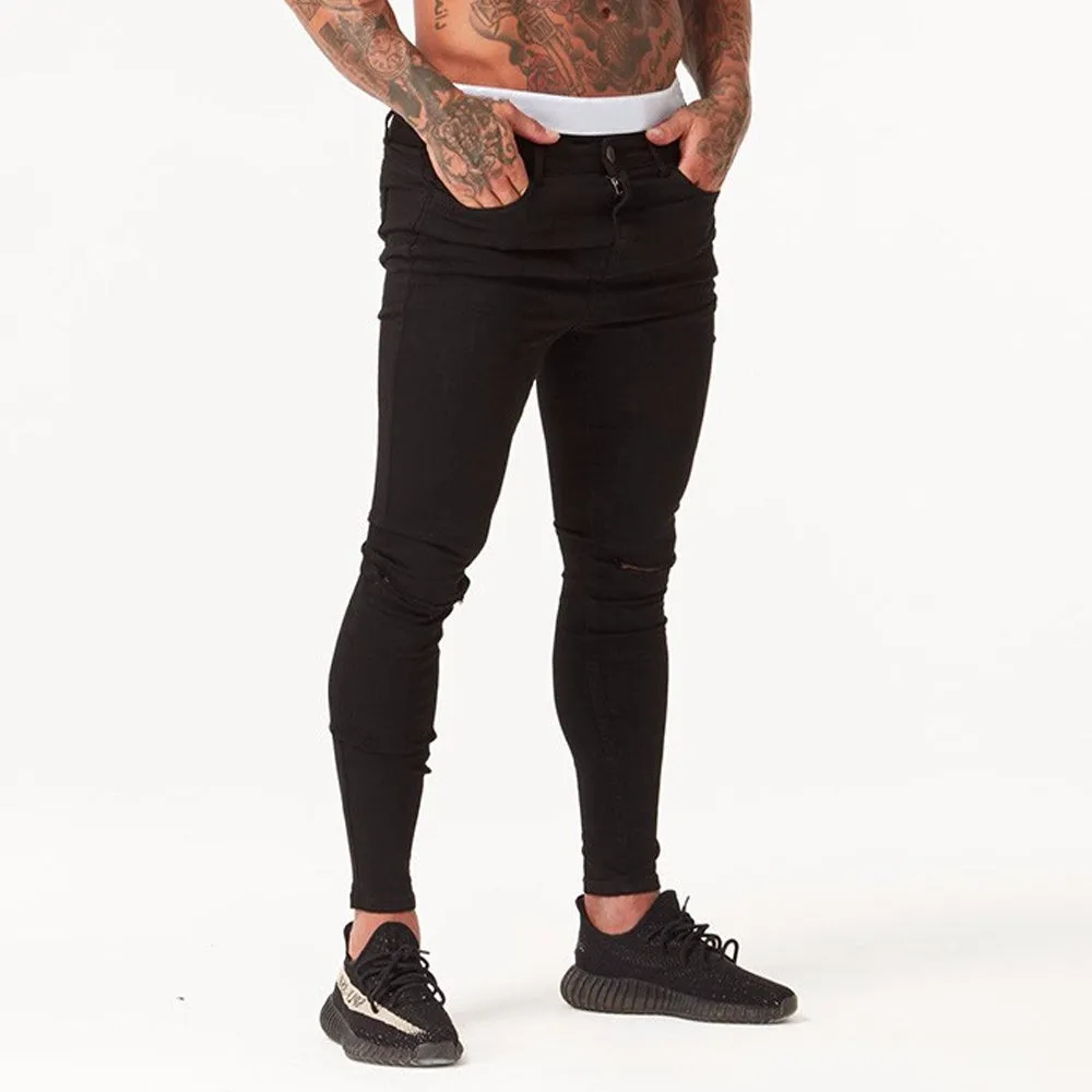 Summer Distressed Hip Hop Style Washed Super Skinny Men Ripped Jeans