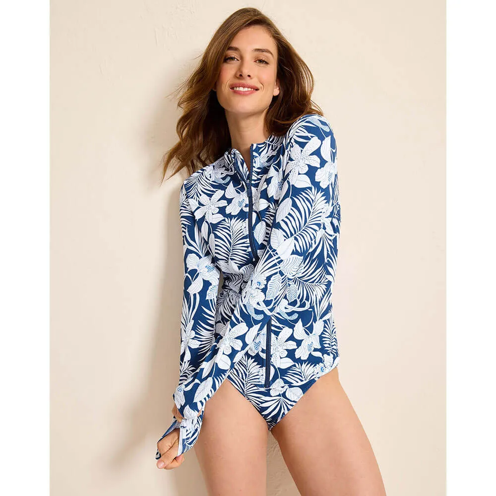 Tommy Bahama Womens Island Cays Blooms Rashguard Coverup - Indigo Tide