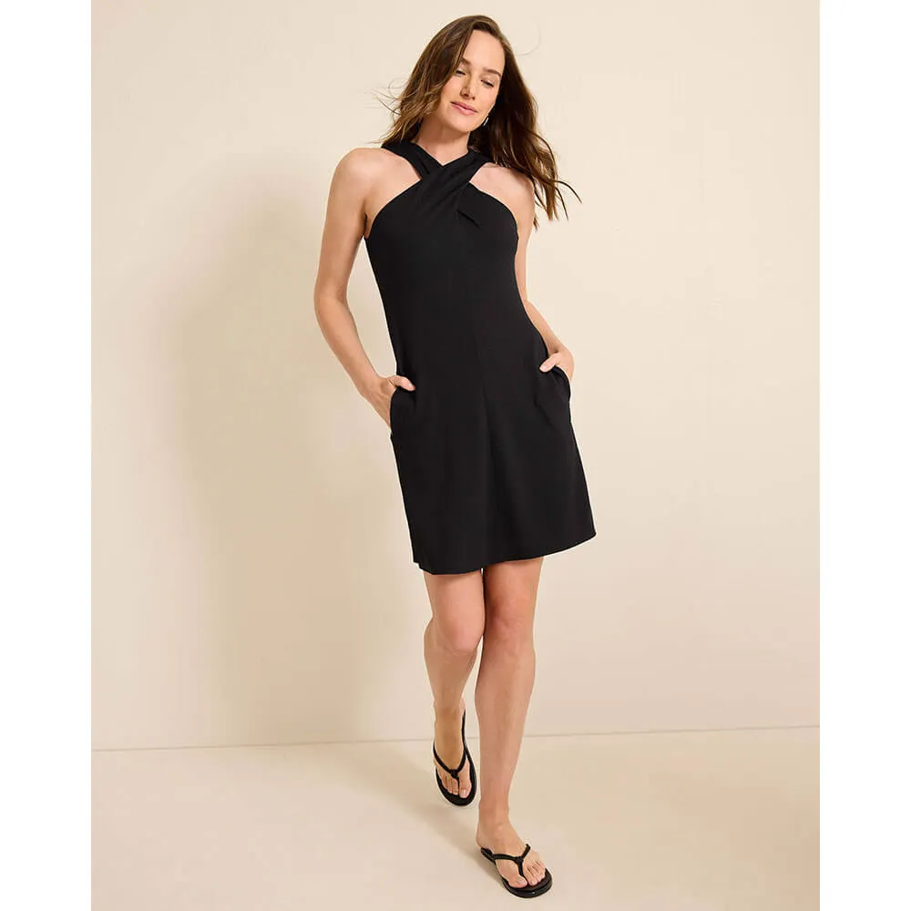 Tommy Bahama Womens Island Cays Hi Neck Spa Dress Coverup - Black