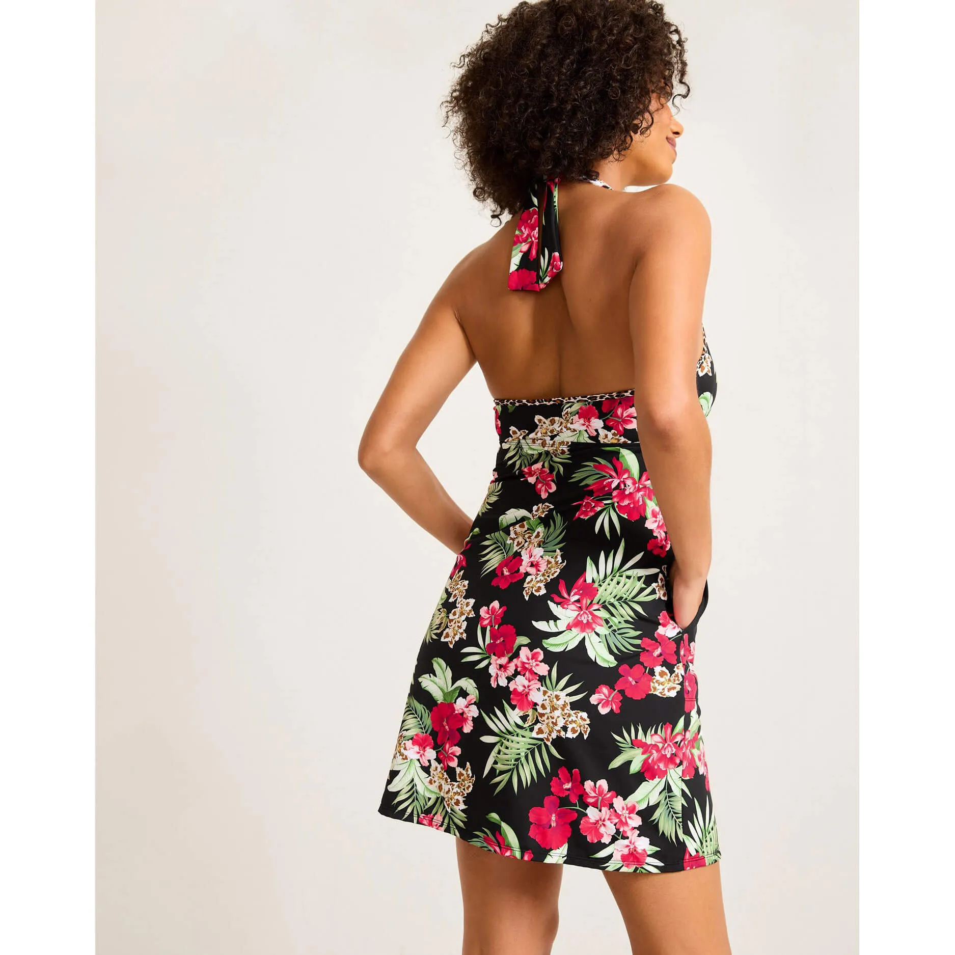 Tommy Bahama Womens Lily Cat Halter Spa Dress Coverup - Black
