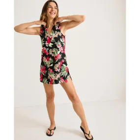Tommy Bahama Womens Lily Cat Split Neck Romper Coverup - Black*