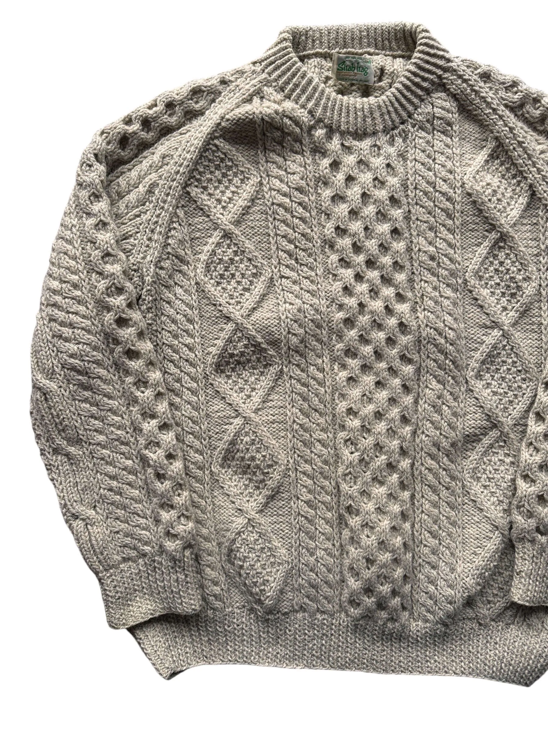 Vintage Sliab Liag Grey Irish Cable Knit Fishermans Sweater SZ XL