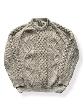 Vintage Sliab Liag Grey Irish Cable Knit Fishermans Sweater SZ XL