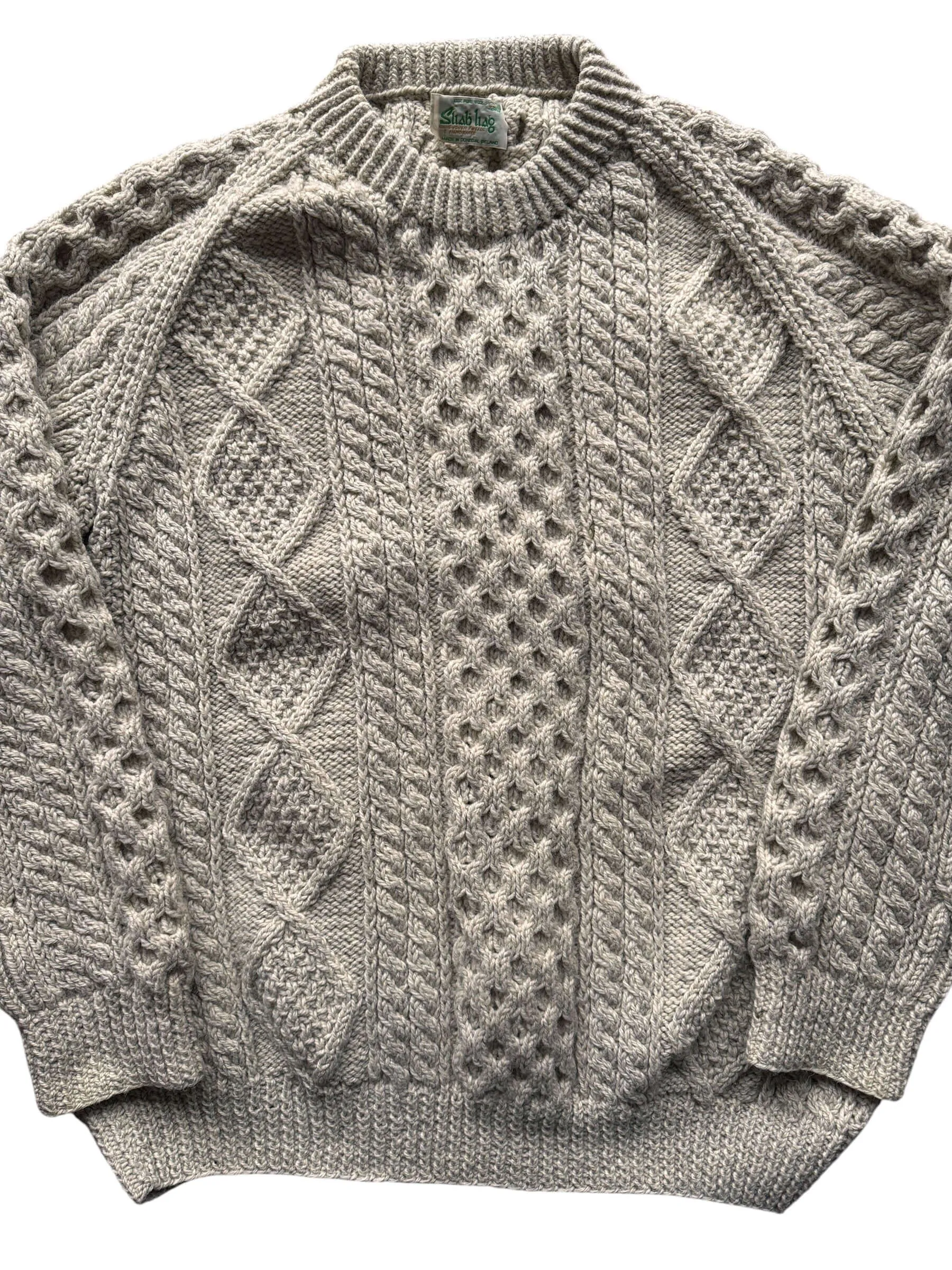 Vintage Sliab Liag Grey Irish Cable Knit Fishermans Sweater SZ XL