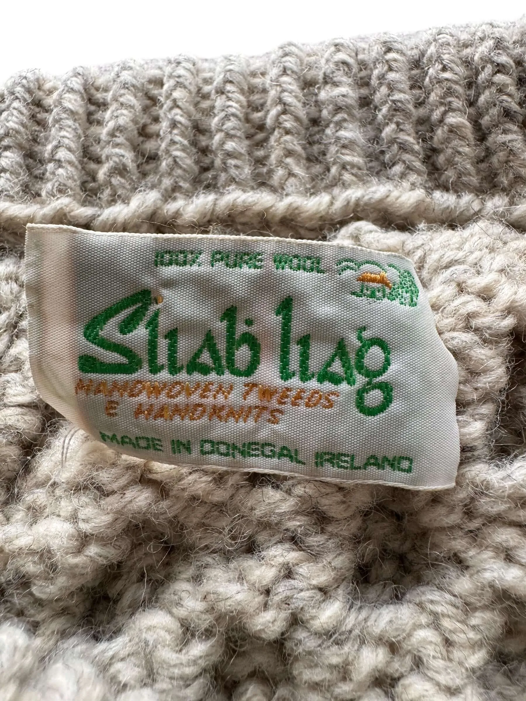 Vintage Sliab Liag Grey Irish Cable Knit Fishermans Sweater SZ XL