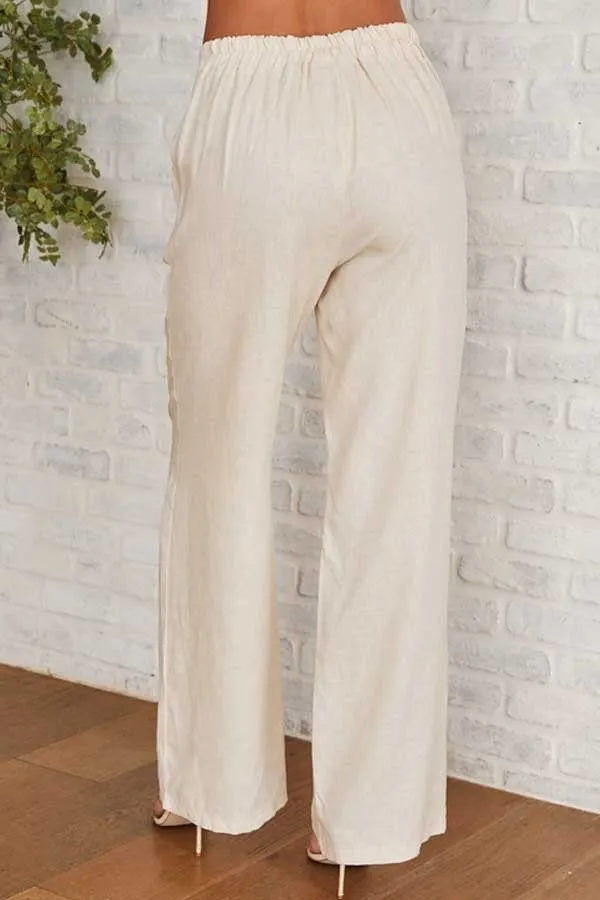 Wide Leg Linen Pants- High Waist