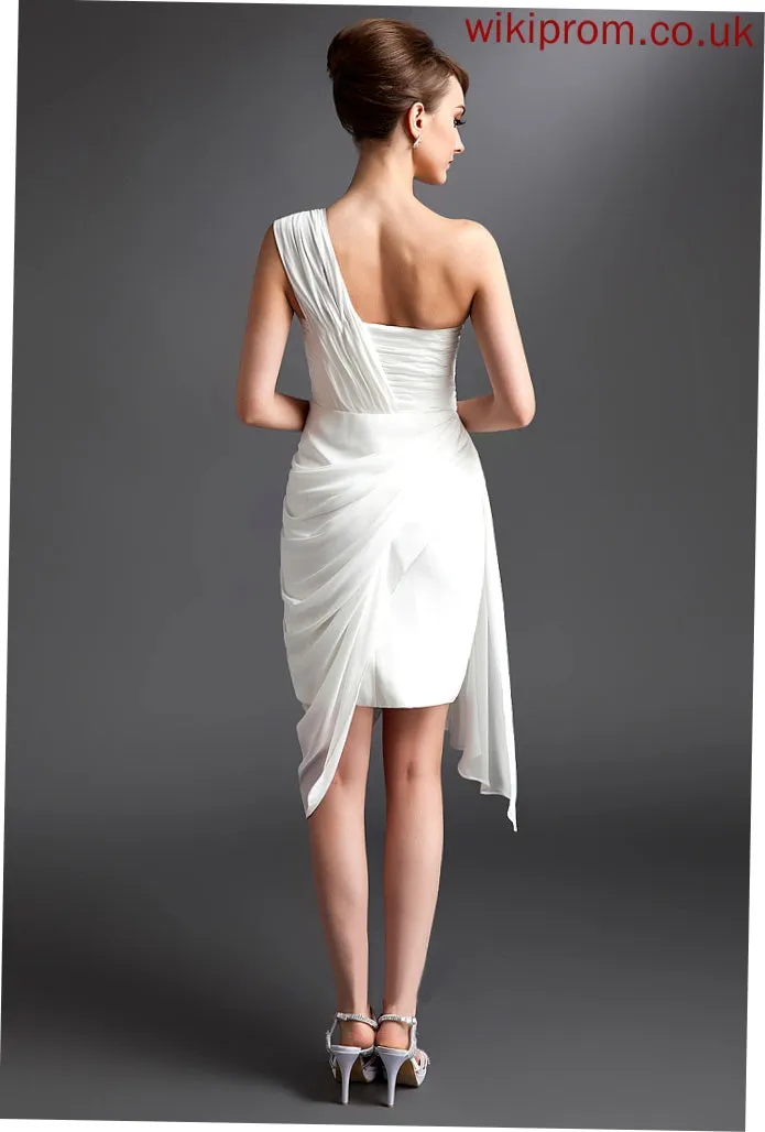 With Dress Marissa Chiffon Beading Cocktail Sheath/Column Cocktail Dresses Ruffle Asymmetrical One-Shoulder