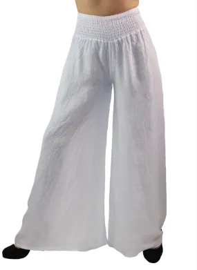 Women Linen Wide legged Palazzo Pants, Designer Comfy and Breathable Flounce Pants | One Size Fits All