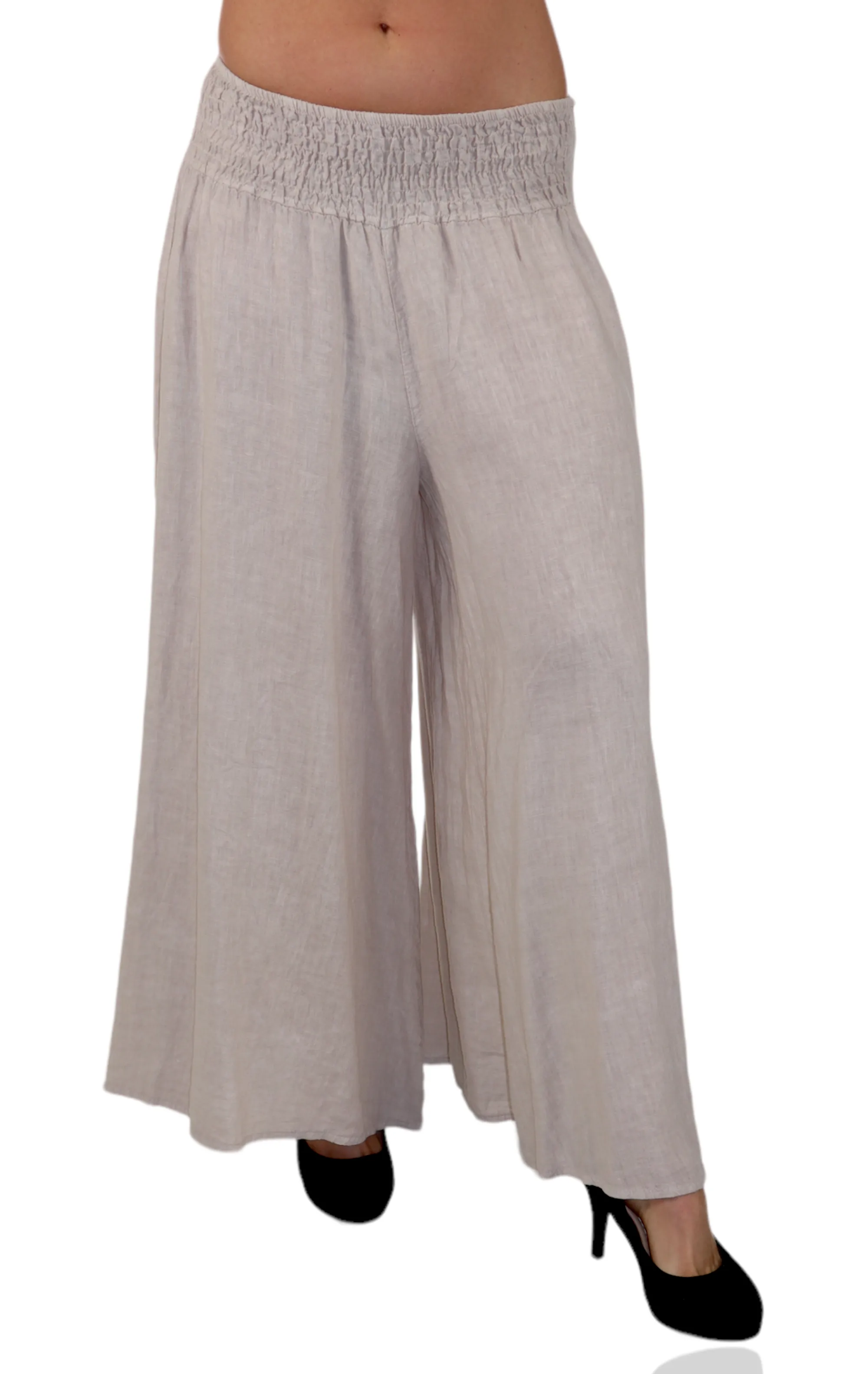 Women Linen Wide legged Palazzo Pants, Designer Comfy and Breathable Flounce Pants | One Size Fits All
