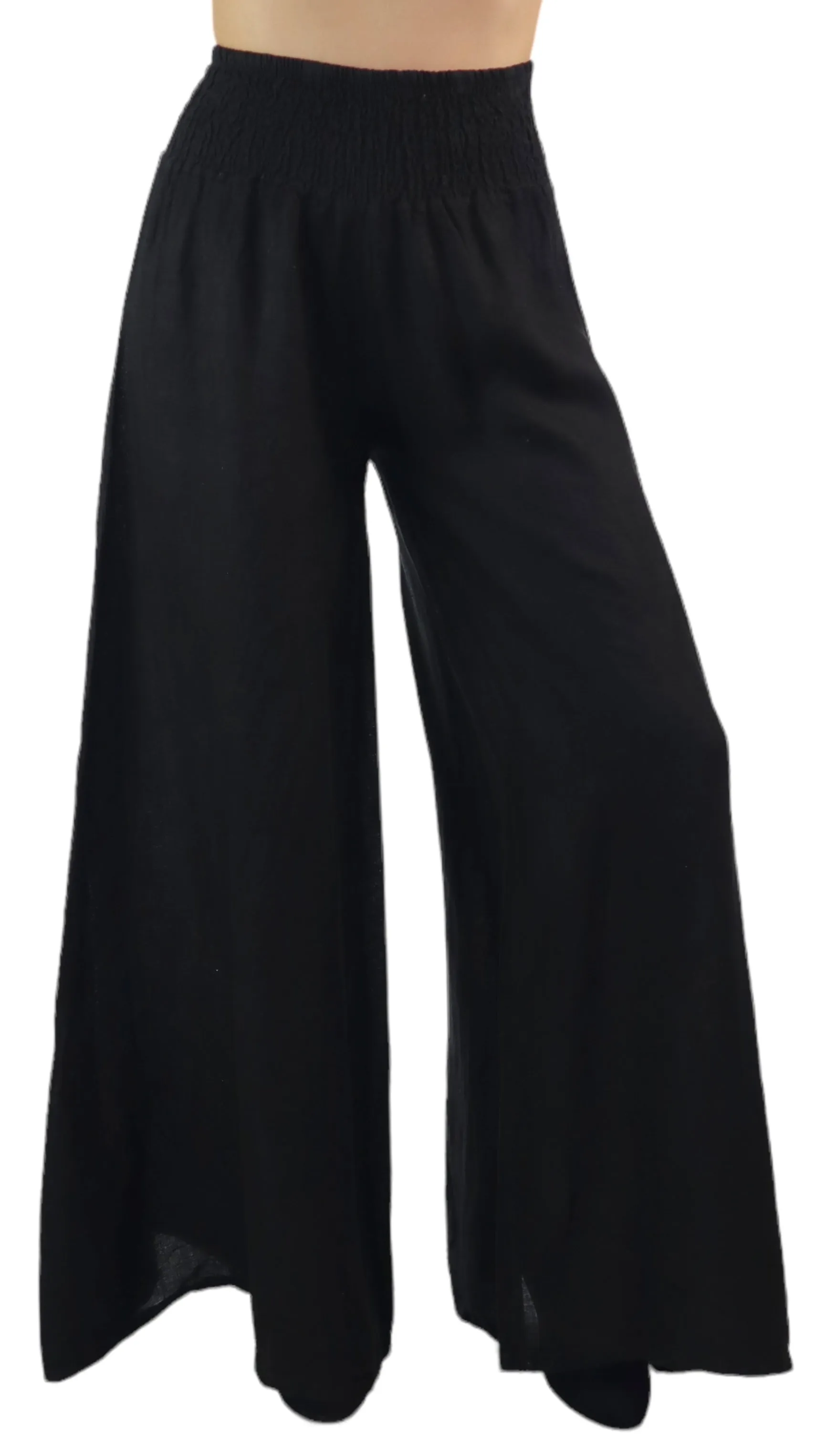 Women Linen Wide legged Palazzo Pants, Designer Comfy and Breathable Flounce Pants | One Size Fits All