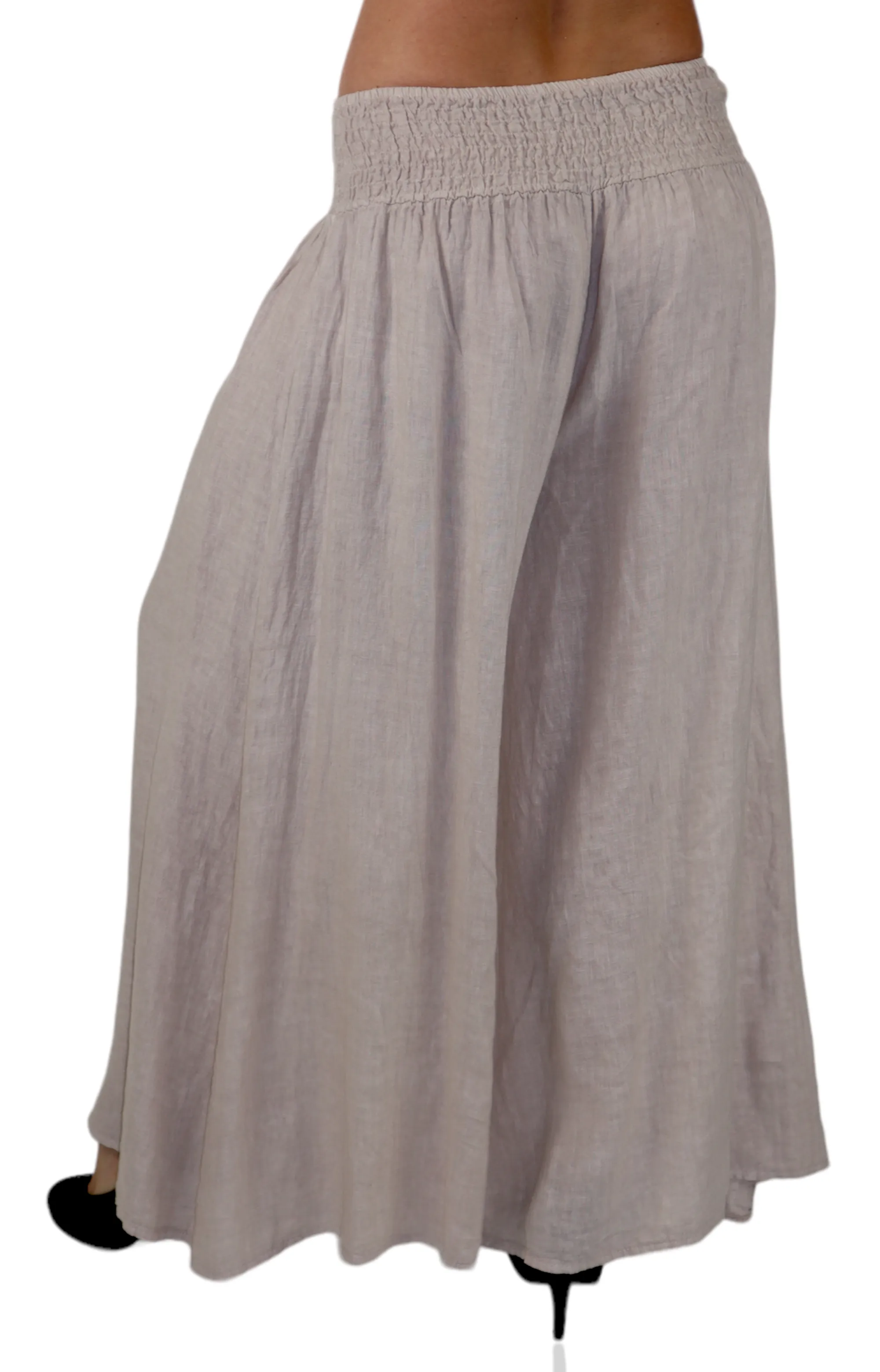 Women Linen Wide legged Palazzo Pants, Designer Comfy and Breathable Flounce Pants | One Size Fits All