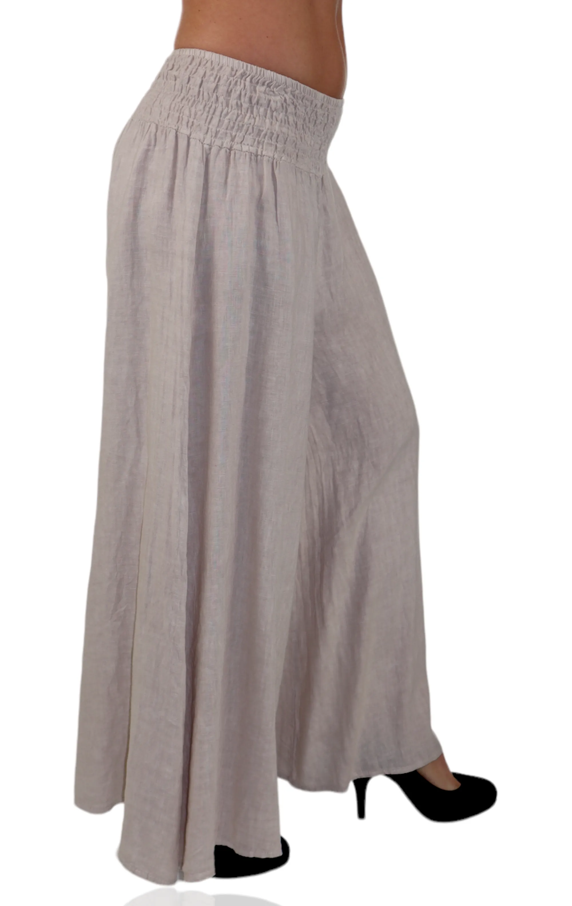 Women Linen Wide legged Palazzo Pants, Designer Comfy and Breathable Flounce Pants | One Size Fits All