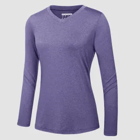 Women's Long Sleeve Shirt V Neck SPF Shirts UPF 50  Quick Dry Workout Hiking Tee Shirts Rashguard