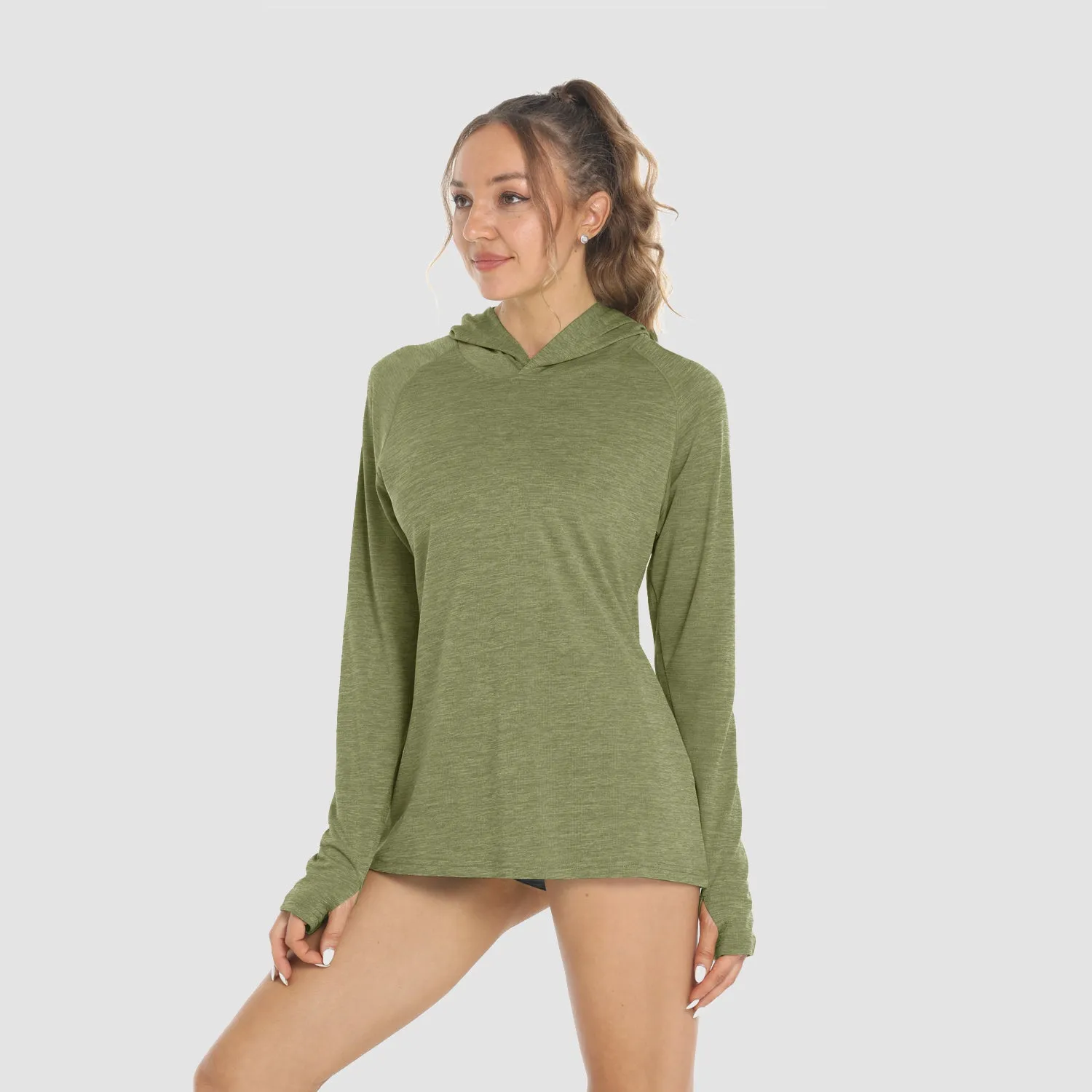 Women's Mint Hoodie Shirts UPF 50  Sun Protection Long Sleeve UV Shirt with Thumb Hole
