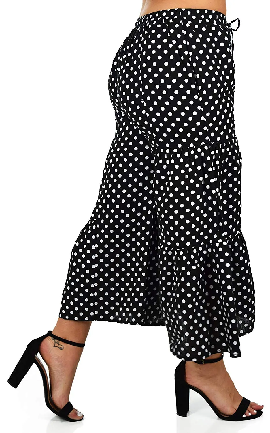 Zopali Women's Linen Boho Wide Leg 3 Tier Flared Bell Bottom Pants | Reg & Plus Sizes